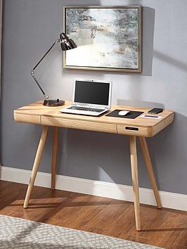 Product photograph of Jual San Francisco Smart Desk With Wireless Charging And Bluetooth Speakers - Oak from very.co.uk