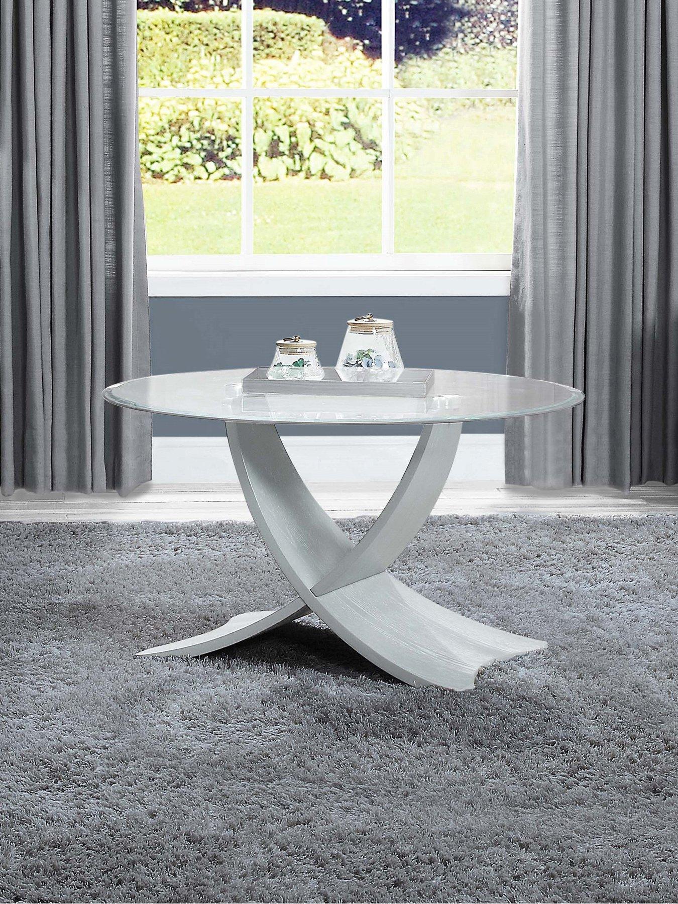 undefined Siena Glass Coffee Table - Real Wood Veneer