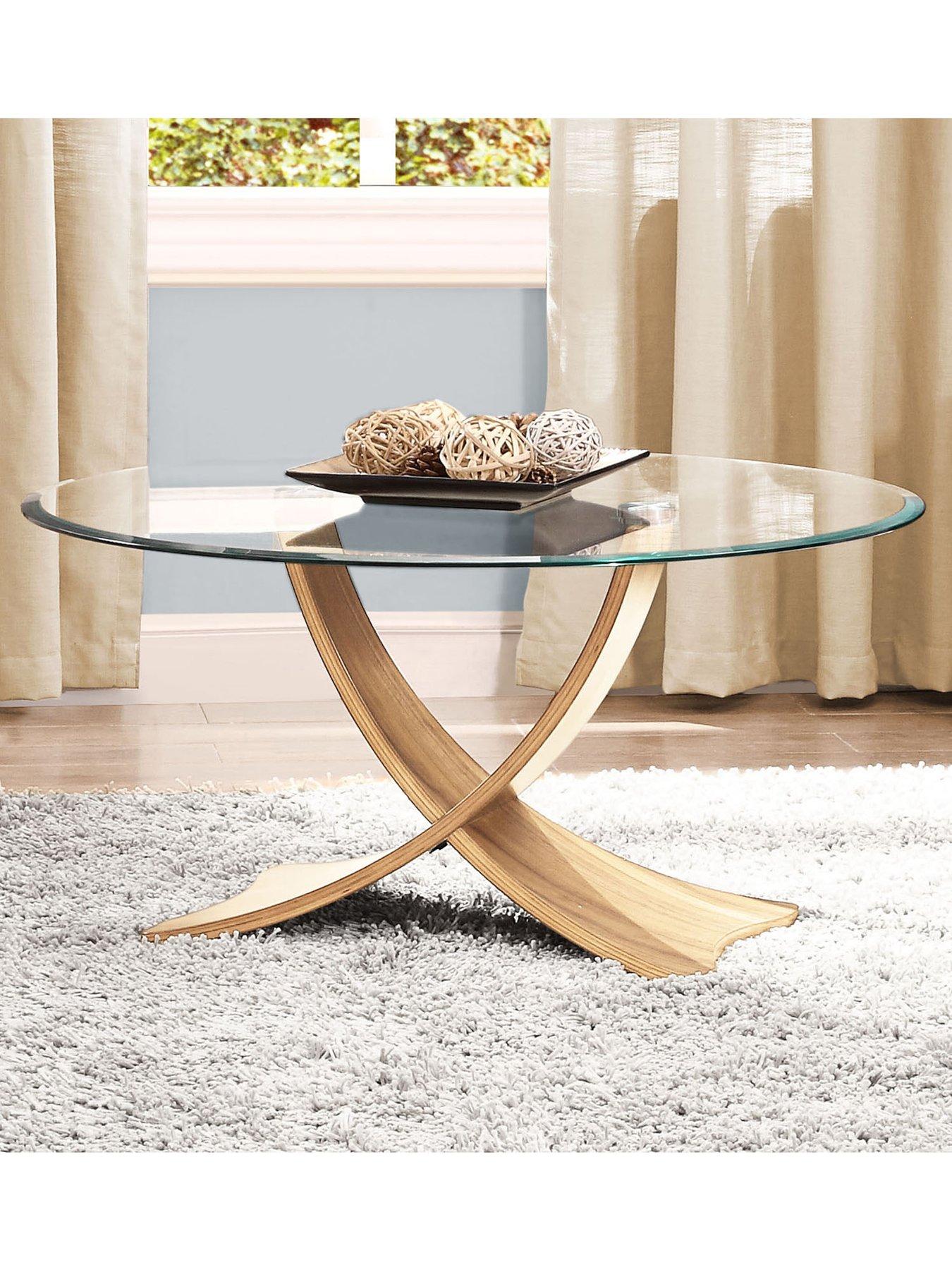 undefined Siena Glass Coffee Table - Real Wood Veneer