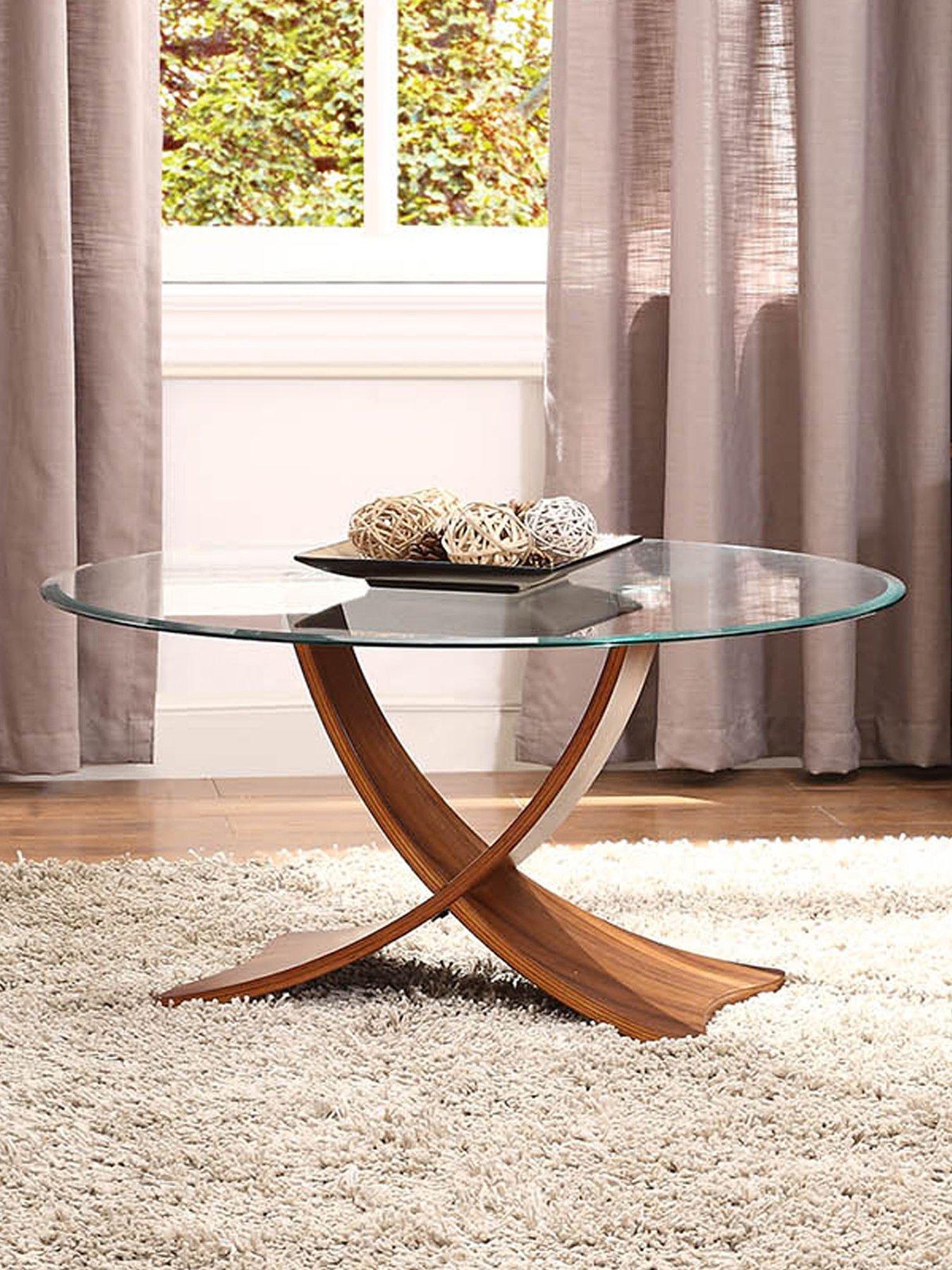 undefined Siena Glass Coffee Table - Real Wood Veneer