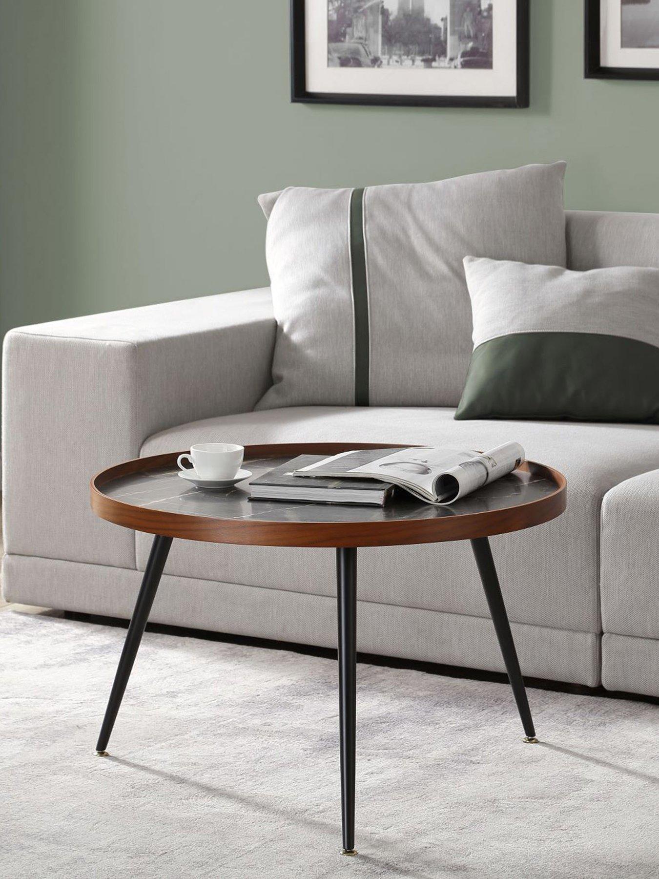 undefined Siena Coffee Table - Black/Walnut - Real Wood Veneer