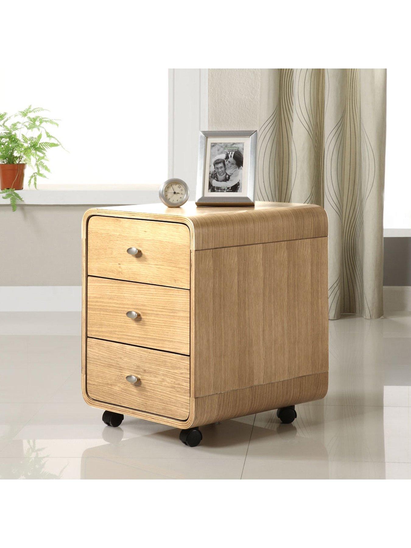 Jual Helsinki 3 Drawer Side Table - Real Wood Veneer