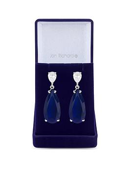 jon richard rhodium plated cubic zirconia statement blue peardrop earrings - gift boxed