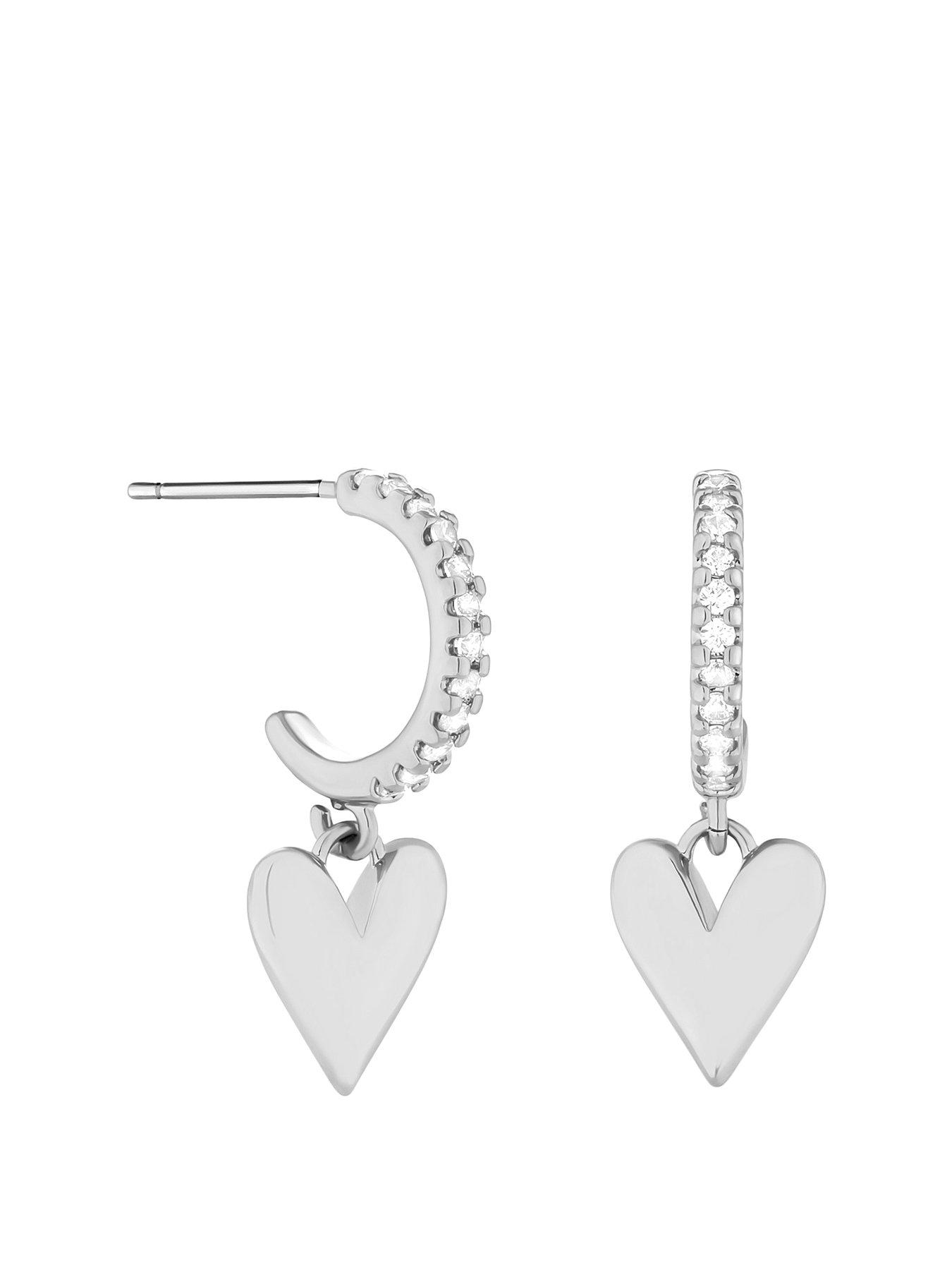 Product photograph of Simply Silver Sterling Silver 925 Mini Heart Huggie Earrings from very.co.uk