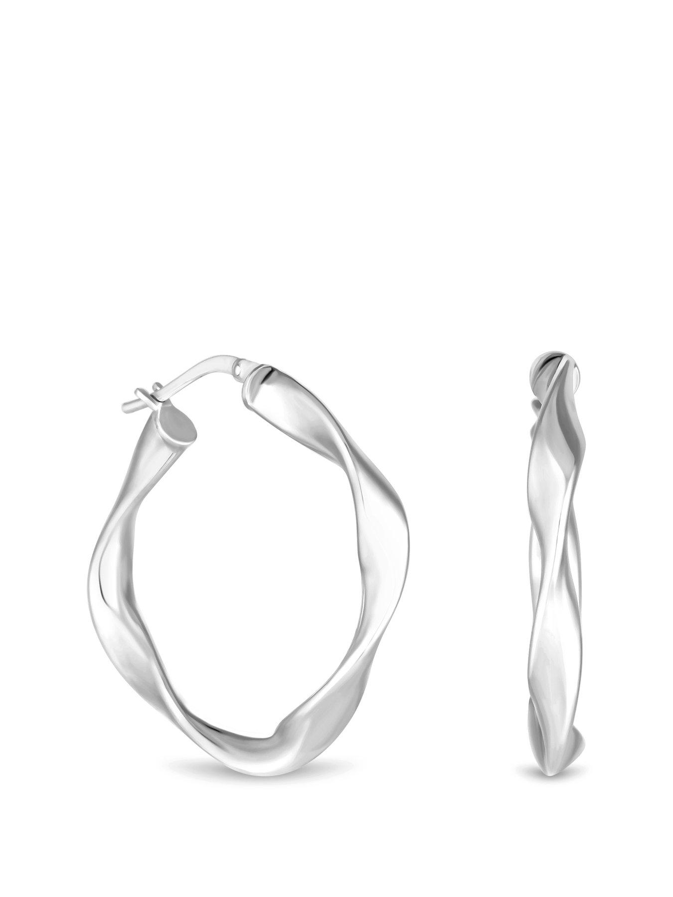 Product photograph of Simply Silver Simply Silver Sterling Silver 925 Square Twist Hoop Earrings from very.co.uk