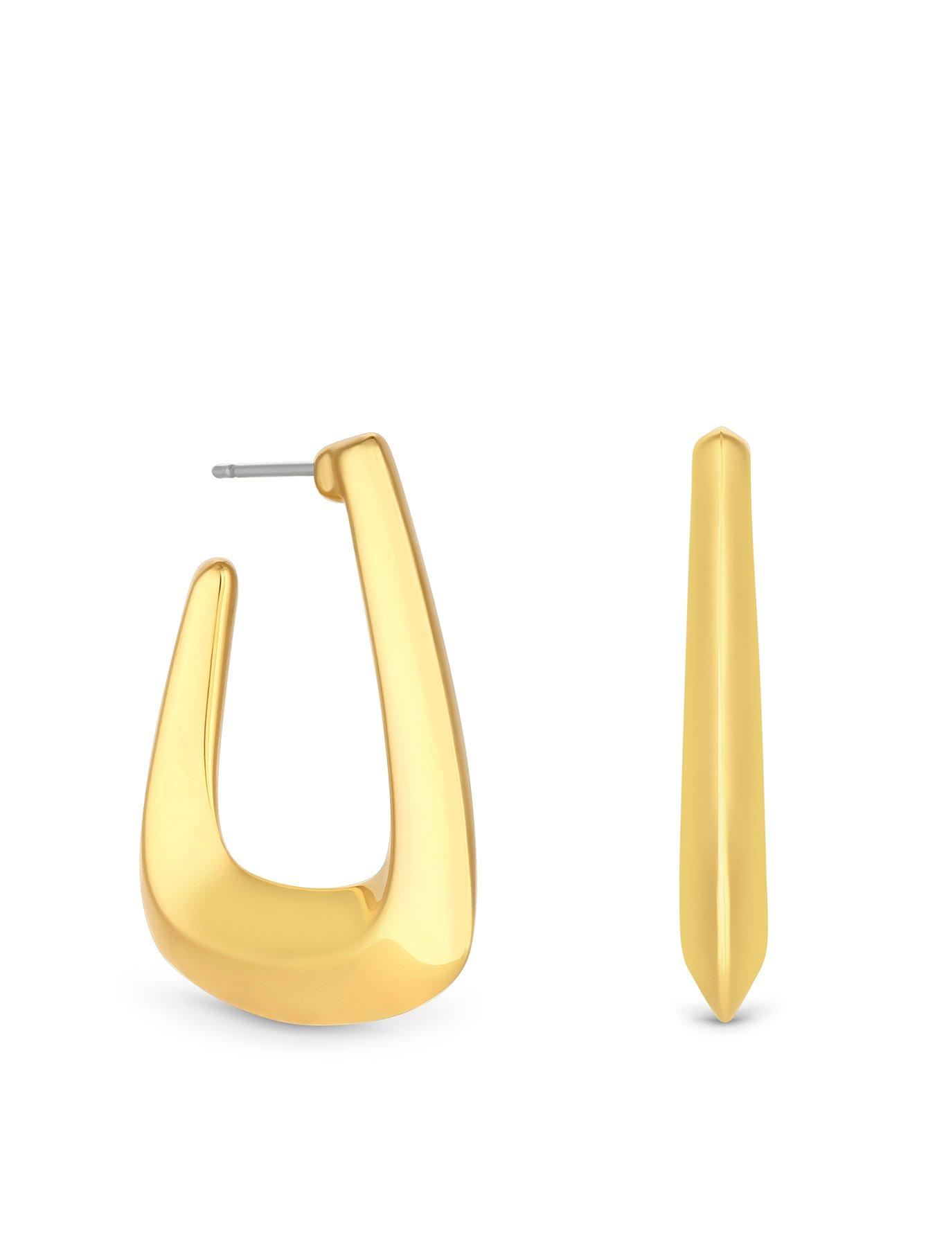 Product photograph of Jon Richard Gold Plated Angular Polished Hoop Earrings from very.co.uk