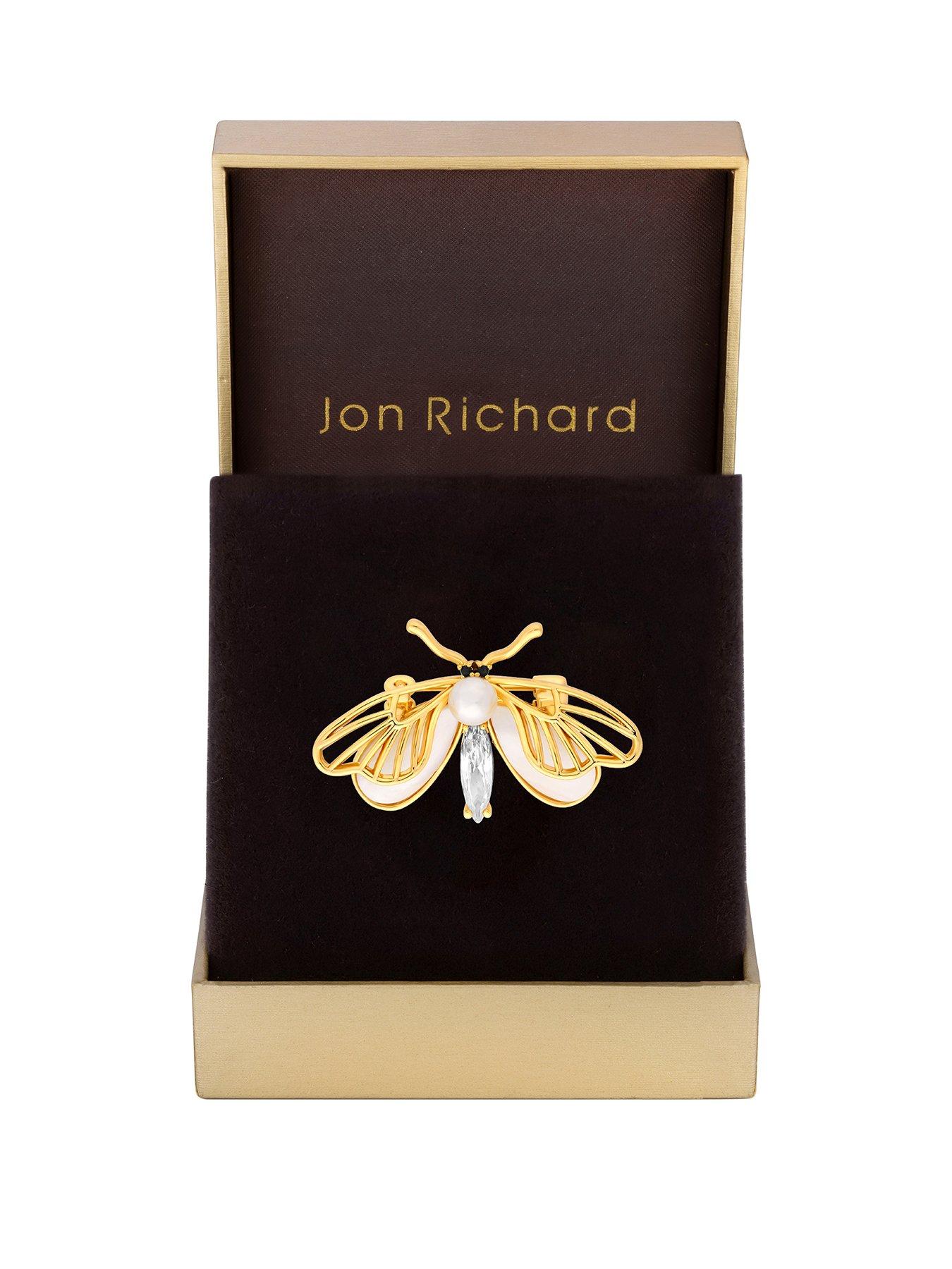 Product photograph of Jon Richard Gold Plated Butterfly Pearl And Mother Of Pearl Brooch - Gift Boxed from very.co.uk