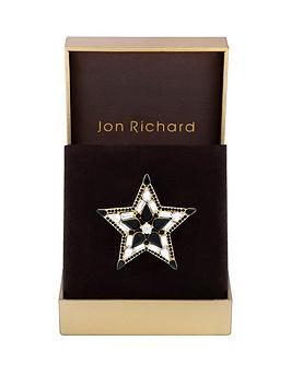 jon richard gold plated jet and crystal star brooch - gift boxed