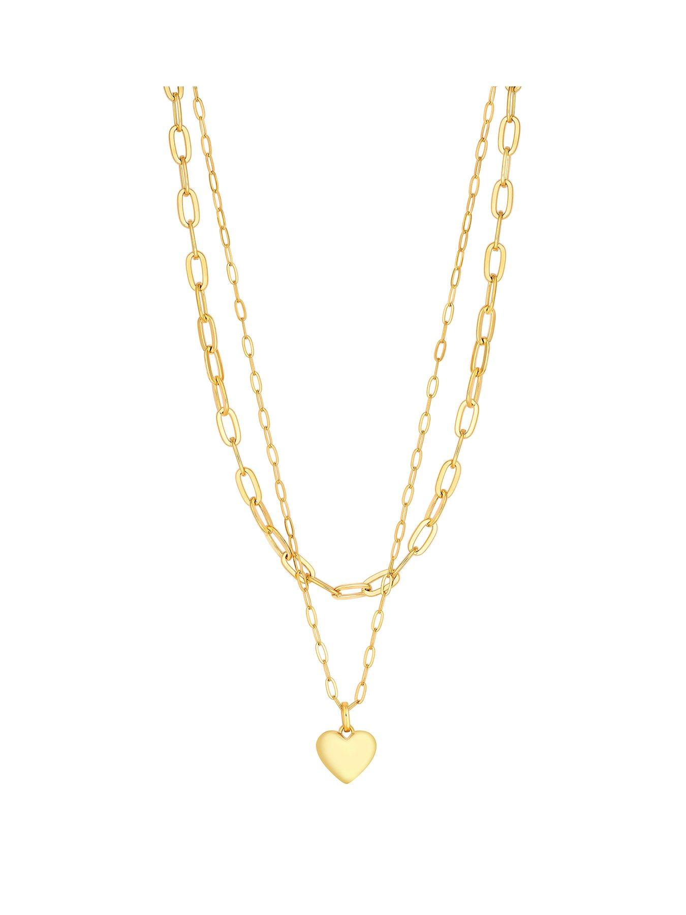 Product photograph of Jon Richard Gold Plated Polished Layered Heart Necklace from very.co.uk