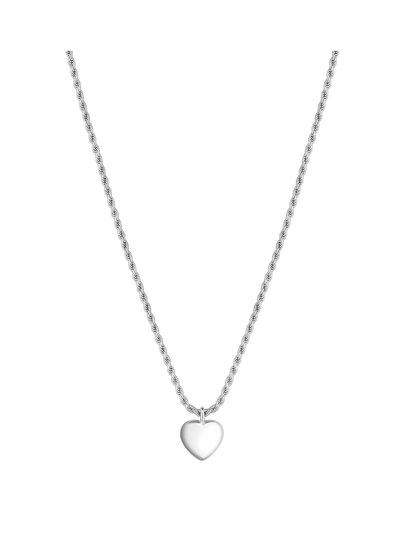 undefined Sterling Silver 925 Polished Heart Necklace