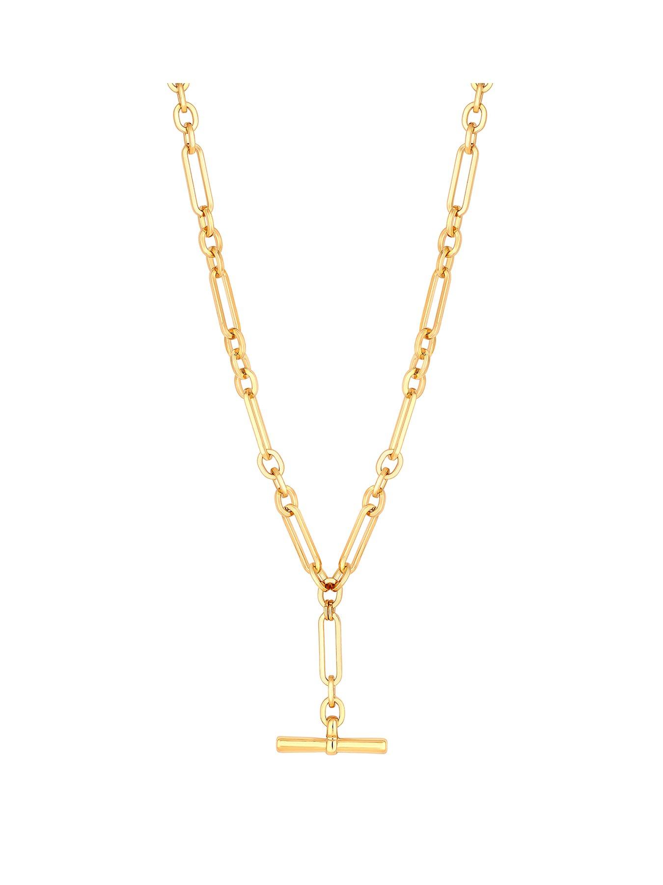 Product photograph of Jon Richard Gold Plated Polished T Bar Necklace from very.co.uk
