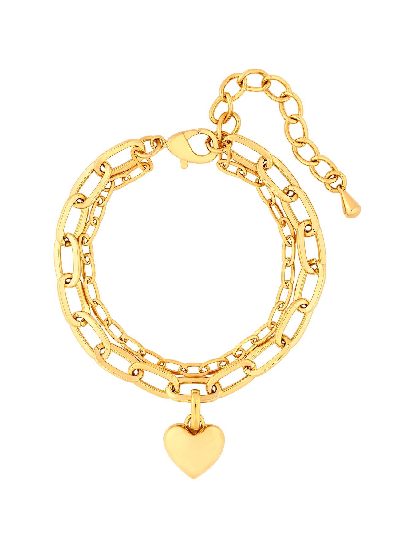 Product photograph of Jon Richard Gold Plated Polished Heart Bracelet from very.co.uk