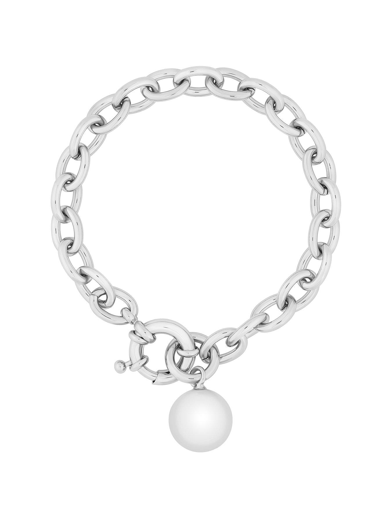 Product photograph of Jon Richard Silver Plated Polished Ball Bracelet from very.co.uk