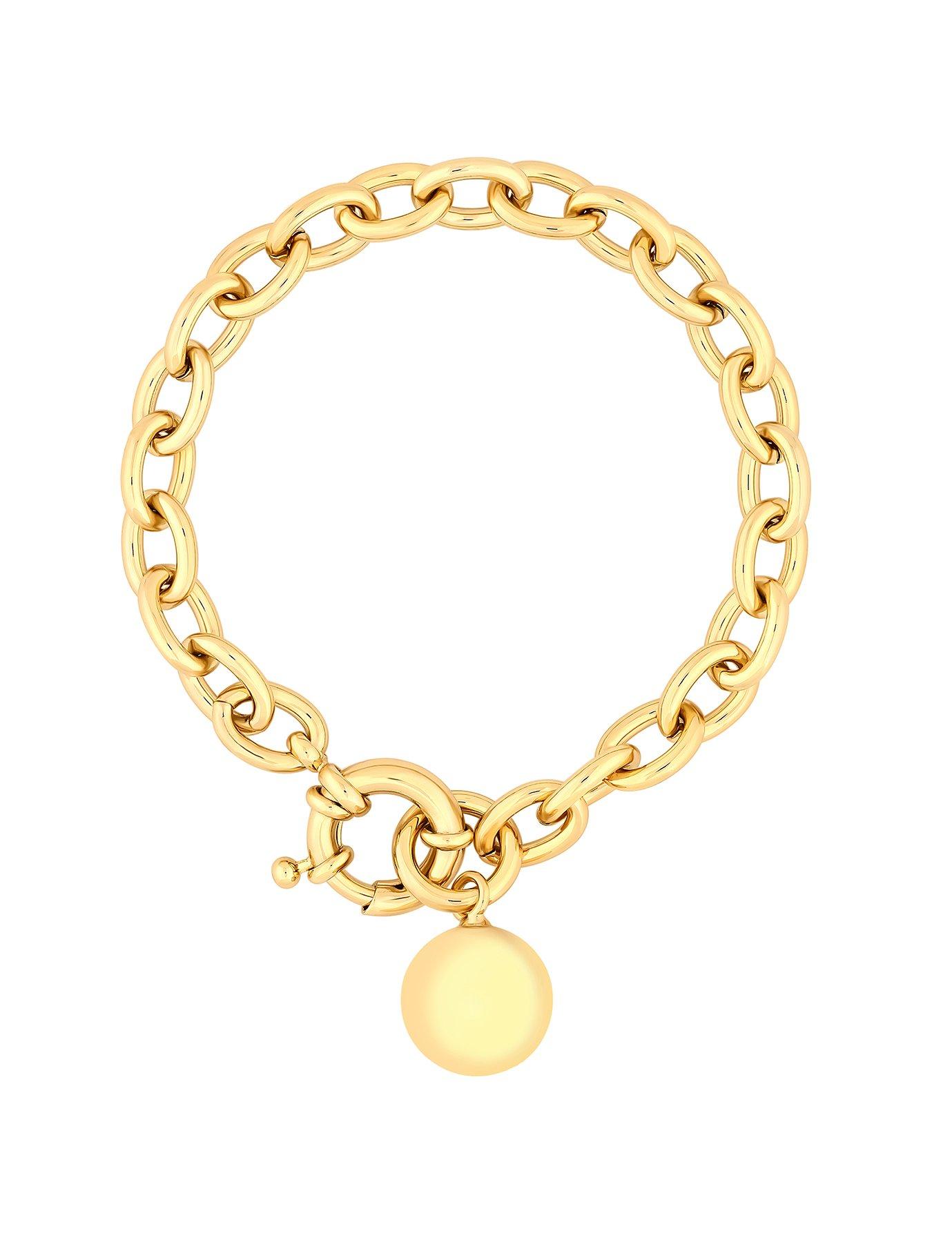 Product photograph of Jon Richard Gold Plated Polished Ball Bracelet from very.co.uk