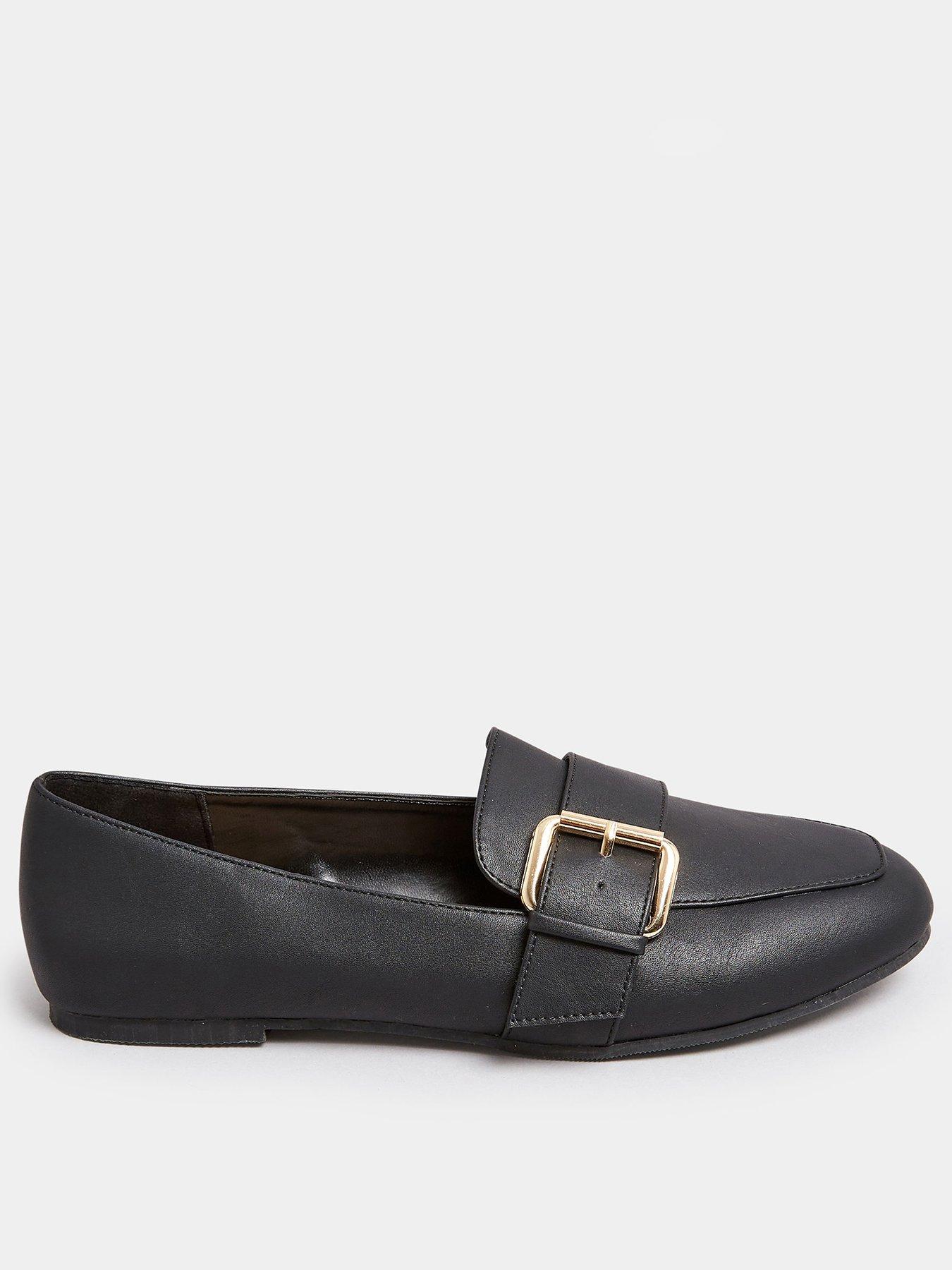 Womens black store loafers with buckle