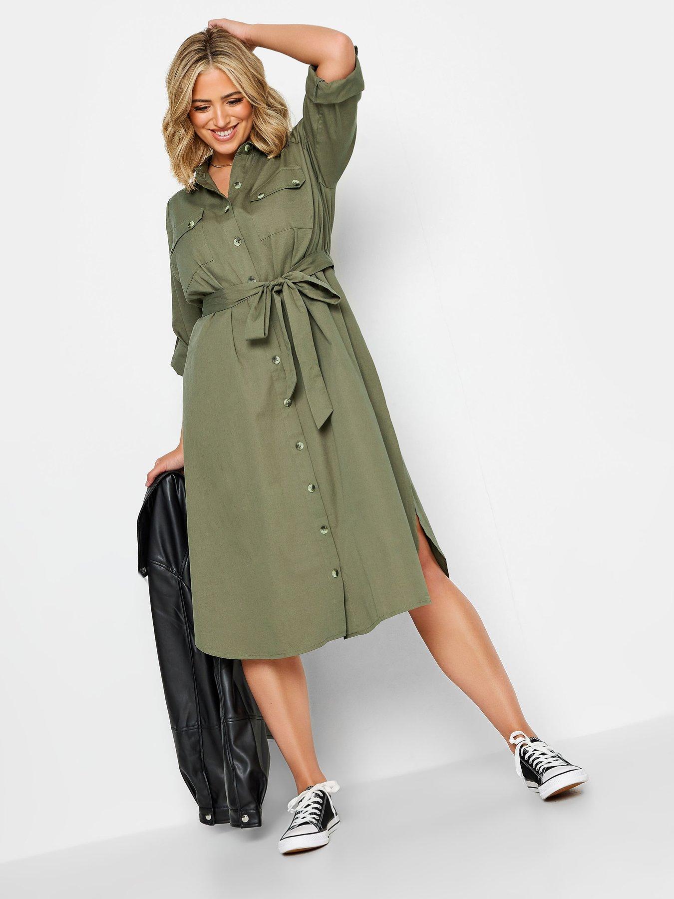 Shirt dress khaki green online