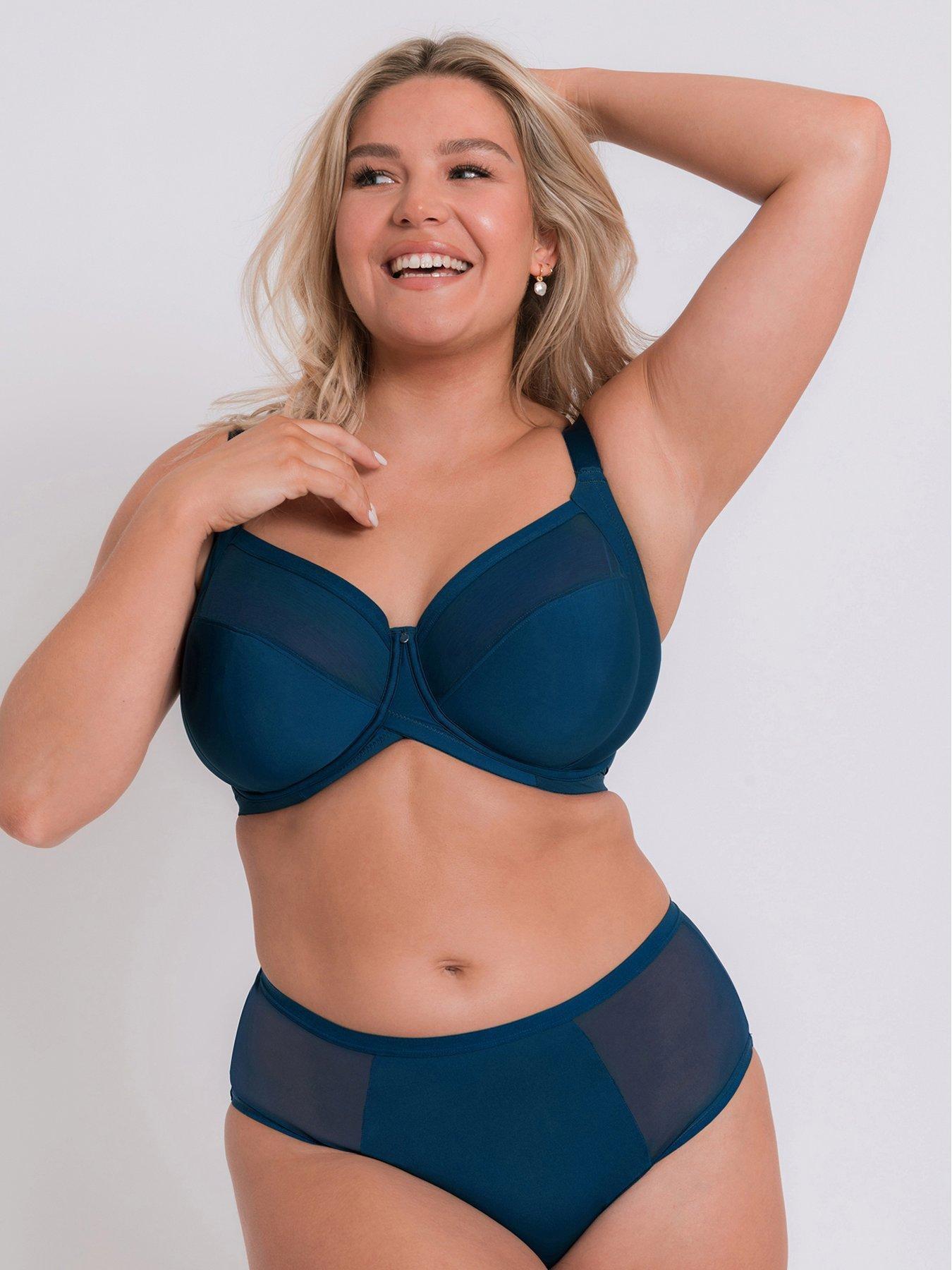 Curvy Kate Lifestyle Lace Plunge Bra Blue/Red-- 34GG