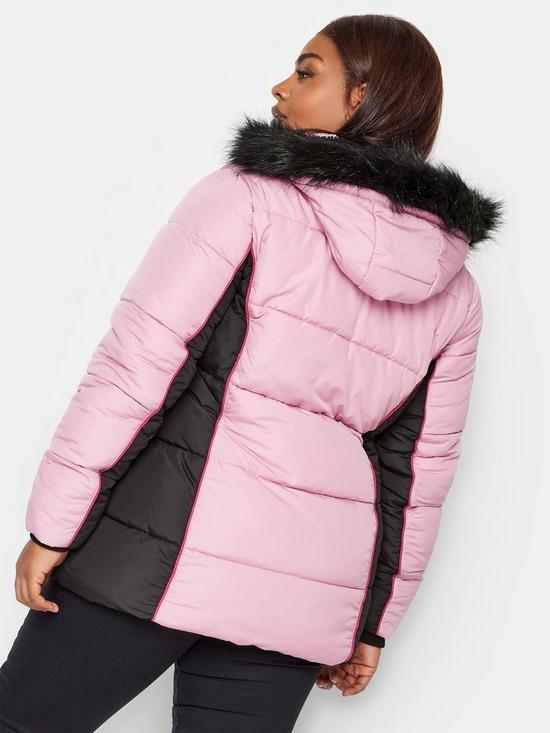stillFront image of yours-colourblock-padded-jacket-pink