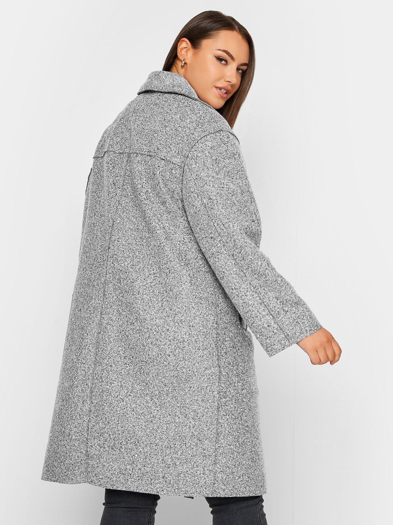 Yours Boucle Biker Coat Grey Very
