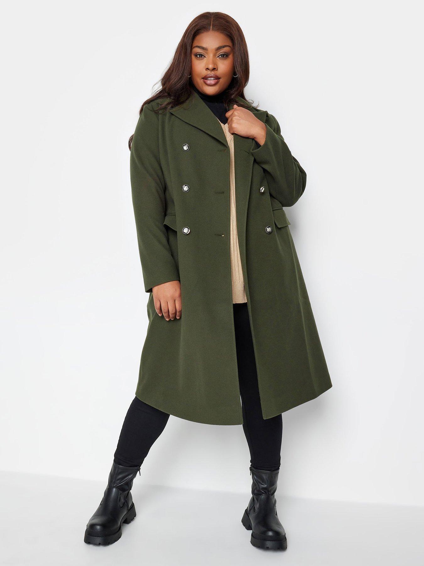 Plus size 2024 green wool coat