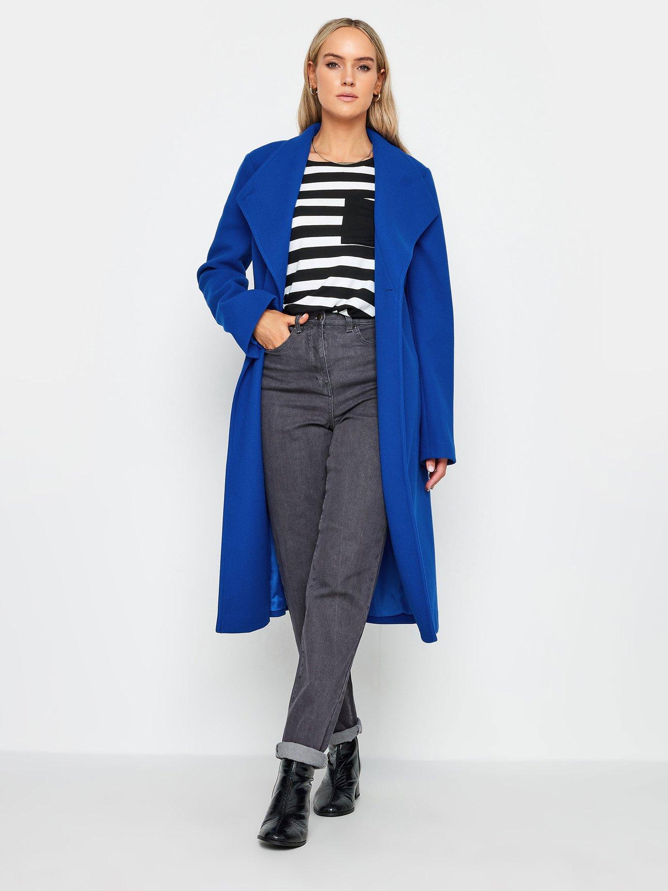 Royal blue outlet wrap coat