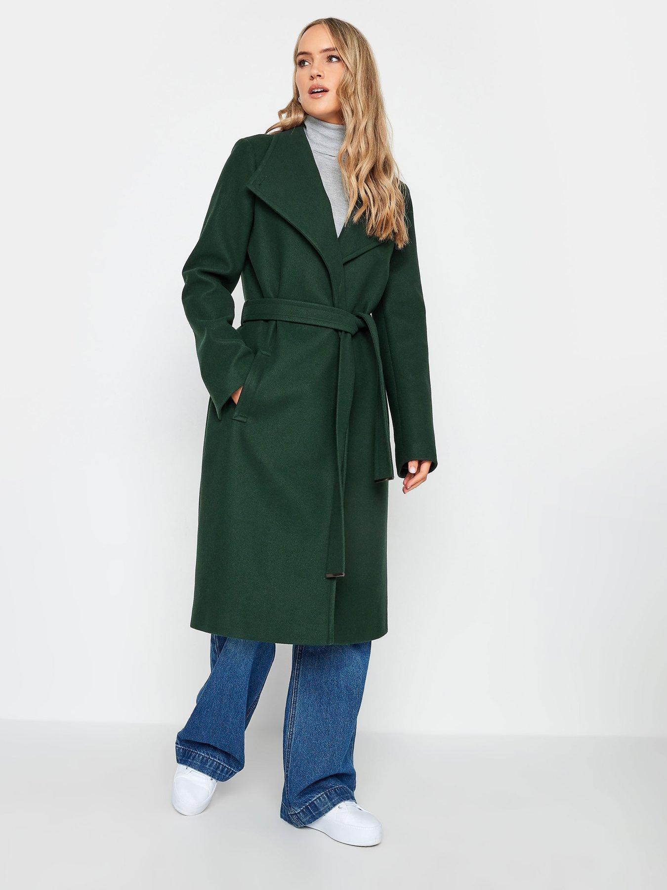 Dark green shop wrap coat