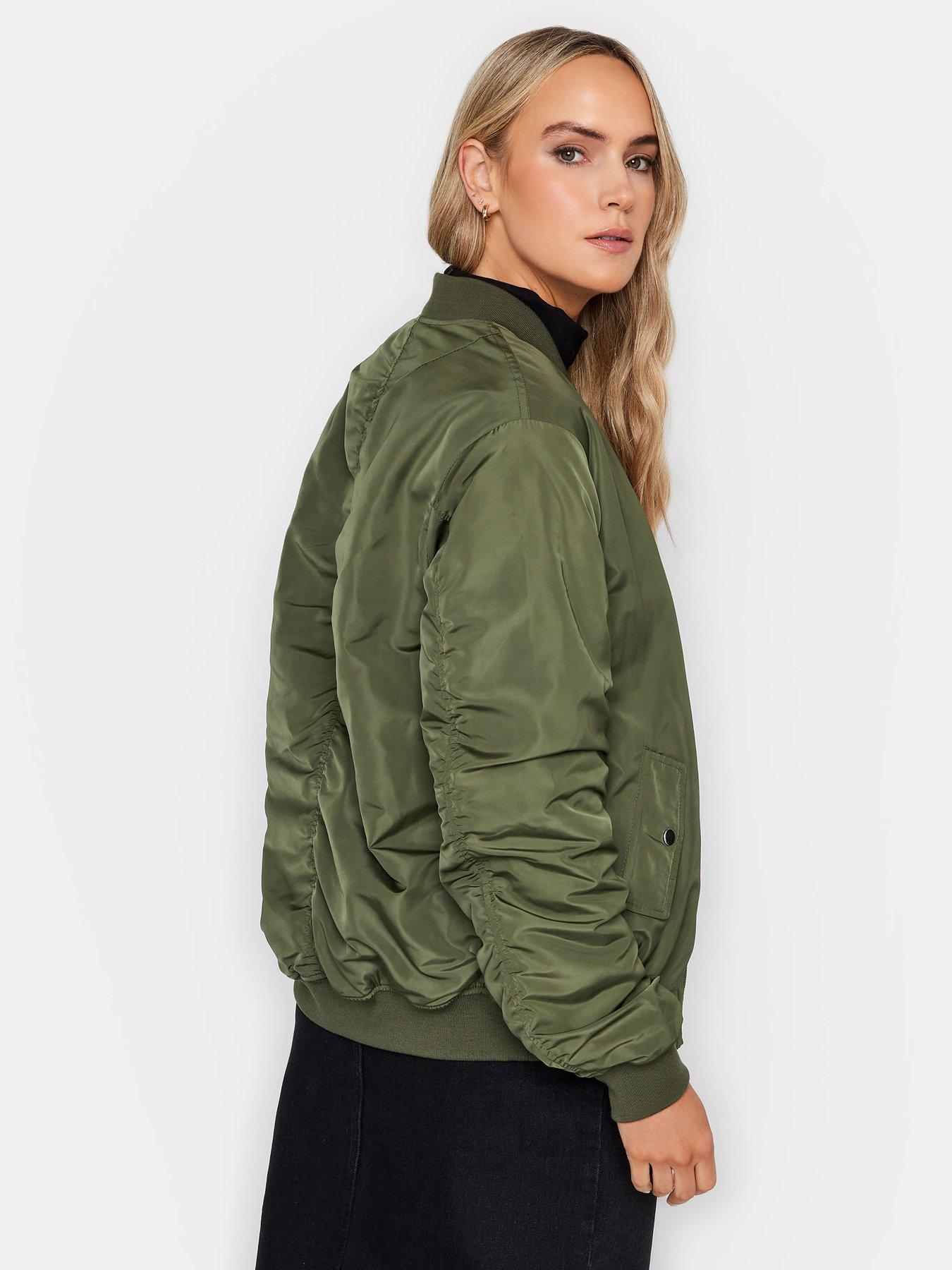 Long green 2025 bomber jacket