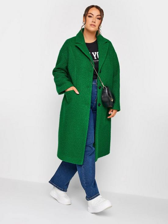 Yours Curly Boucle Coat Green | very.co.uk