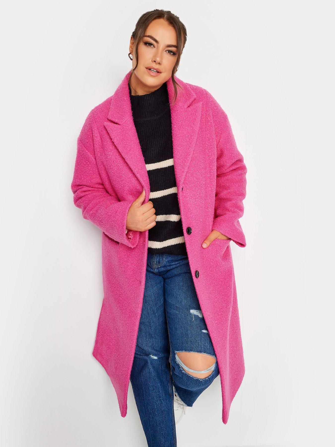 Pink boucle coat clearance asda