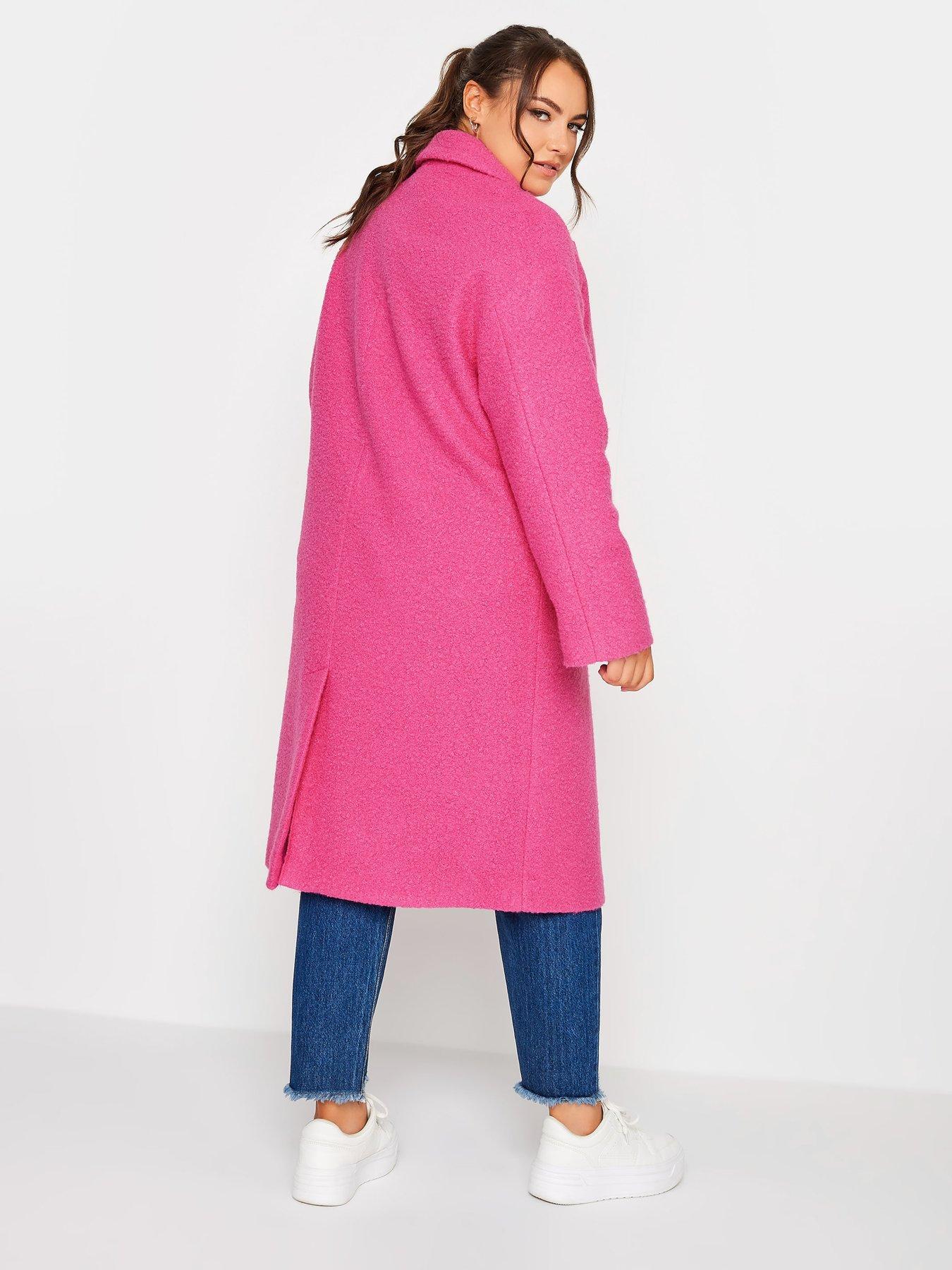 Yours Curly Boucle Coat Bright Pink very