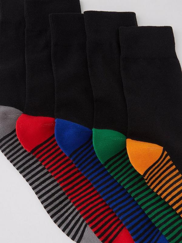 Everyday Heel & Toe Socks - 5 Pack - Multi | Very.co.uk