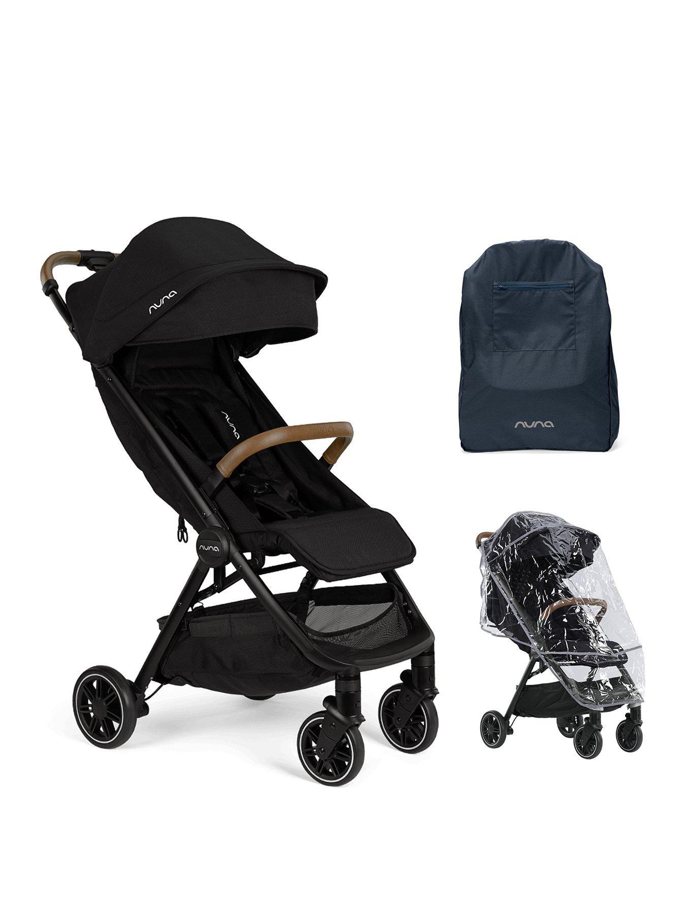 Nuna Trvl Compact Stroller With Rain Cover  Travel Bag - Caviar