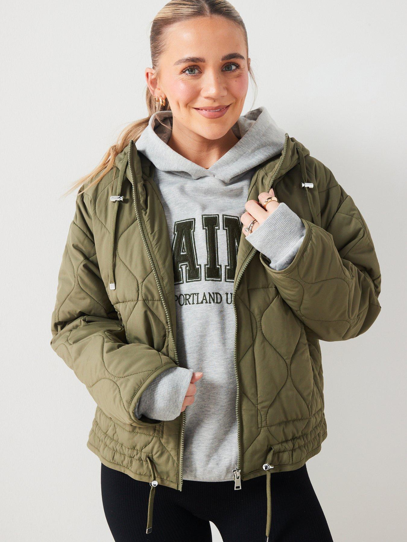 Short padded hot sale hooded jacket