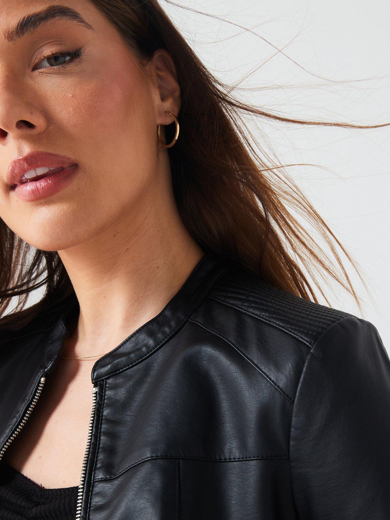 Image 5 of 6 of V by Very New Faux Leather Stitch Jacket - Black