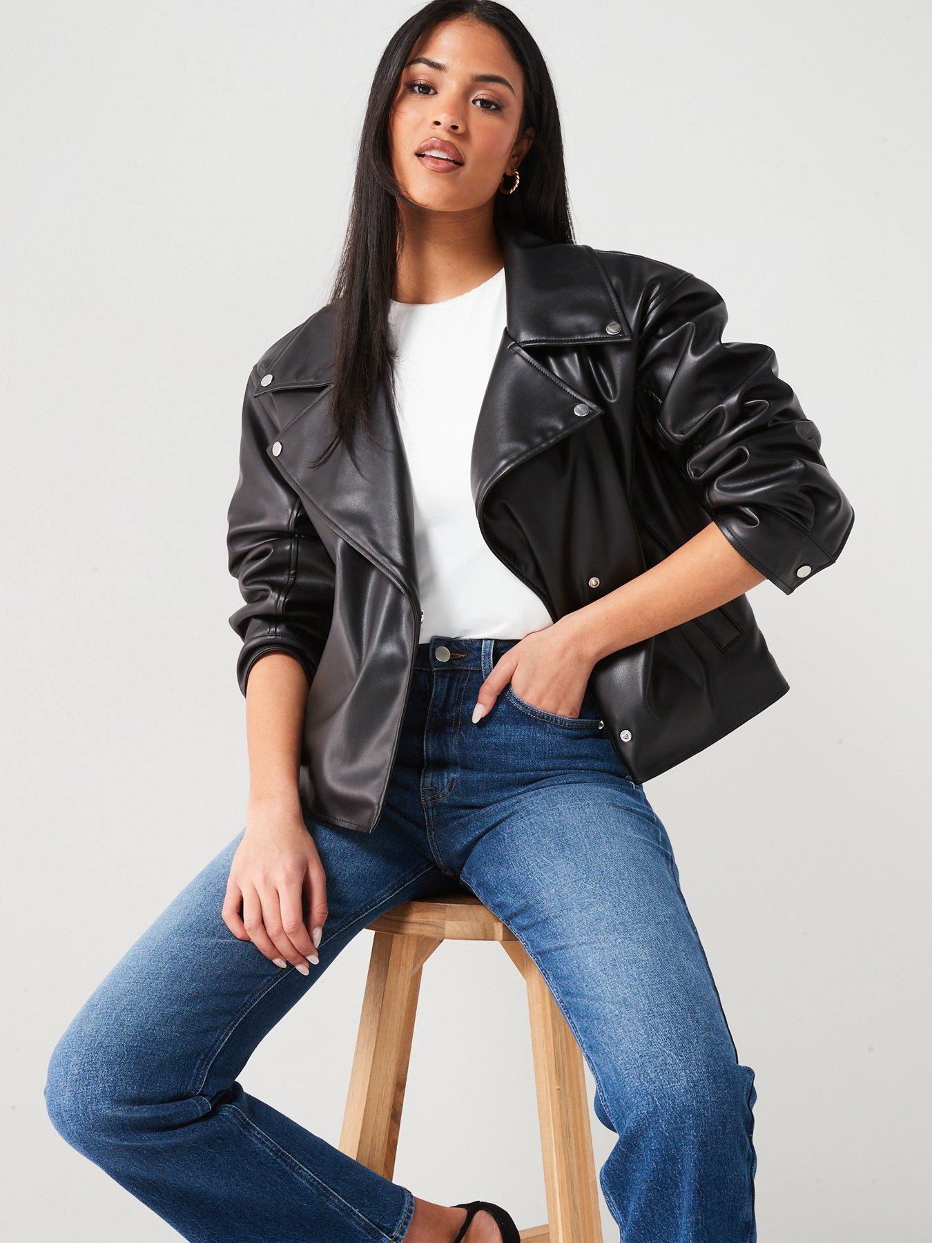 FAUX LEATHER JACKET - Black