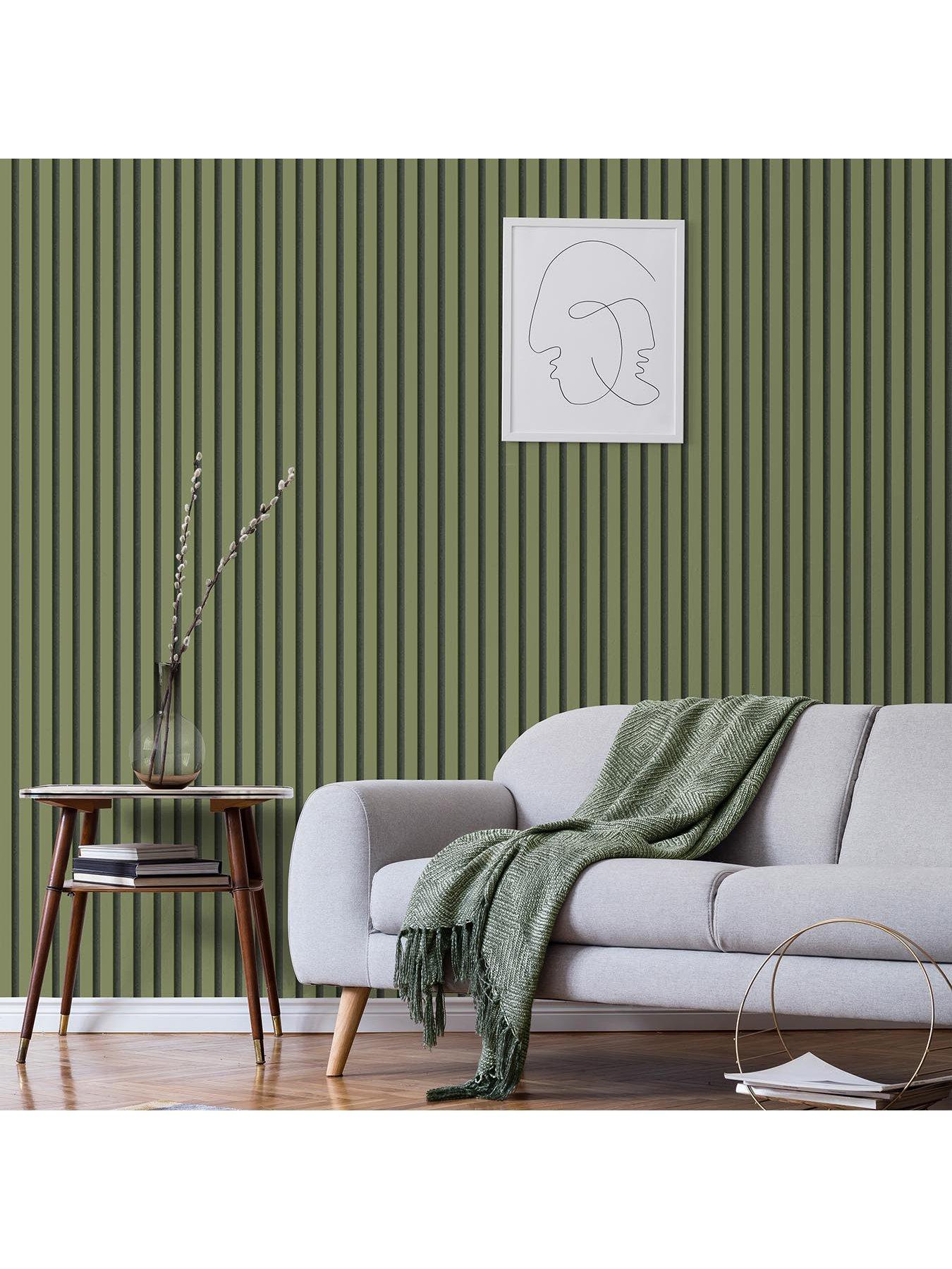 Fine Decor Acoustic Panels Wallpaper - Olive
