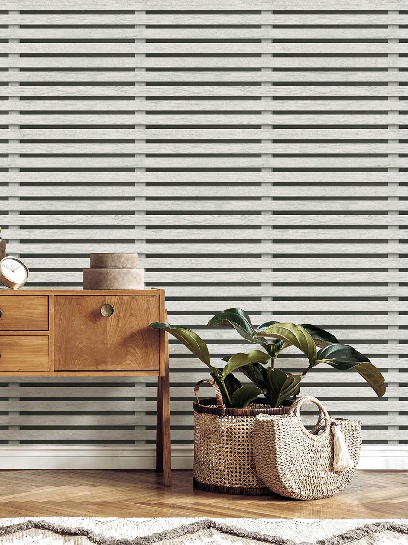 Product photograph of Fine Decor Wood Slats Wallpaper - Black Grey from very.co.uk