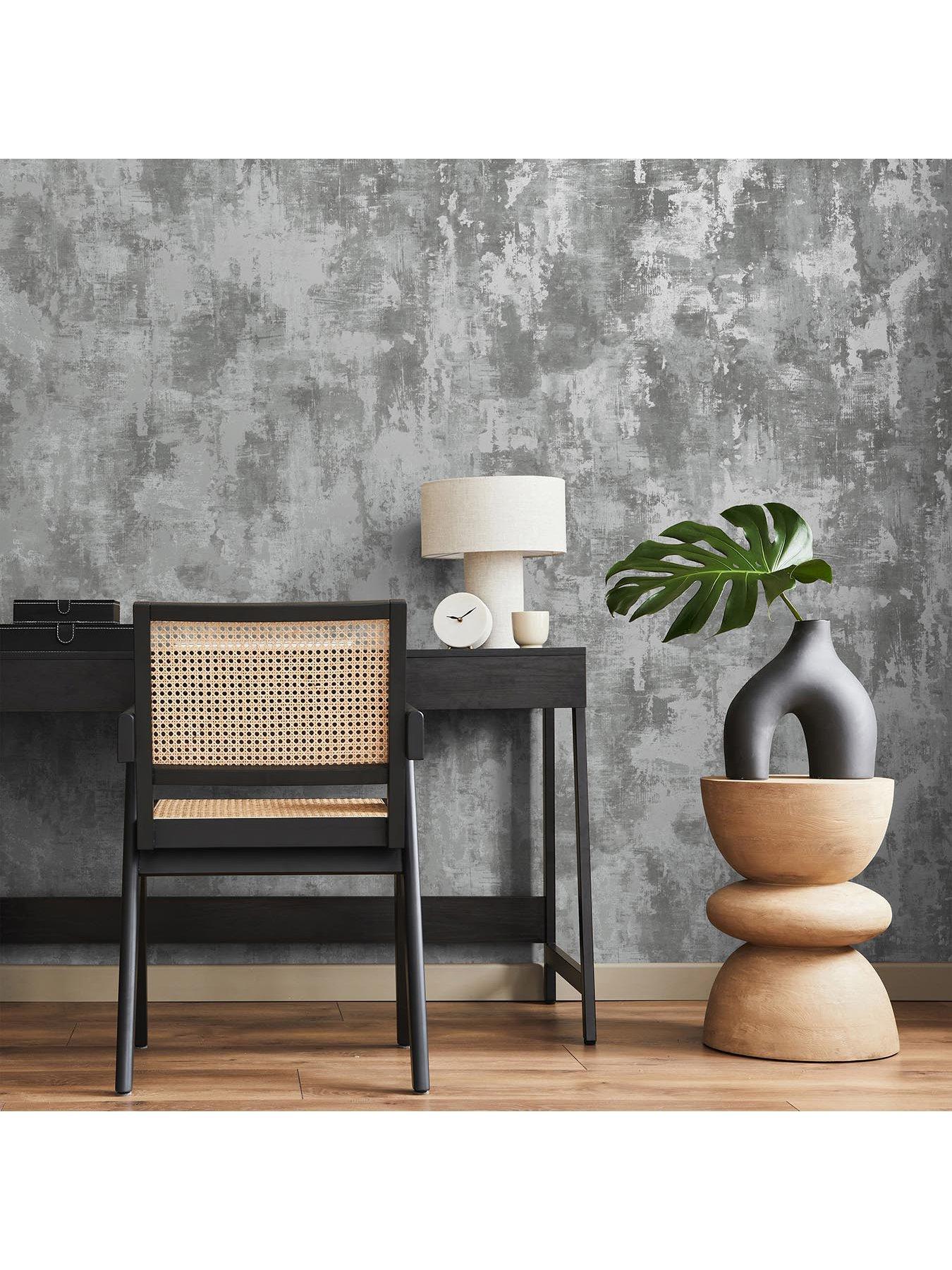 Product photograph of Fine Decor Sierra Plain Wallpaper - Grey from very.co.uk