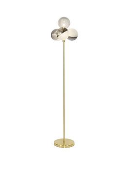 Product photograph of Bhs Emile 4 Light Floor Lamp Brass Smoke Opal from very.co.uk