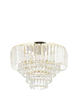 Product photograph of Bhs Paladina Flush Ceiling Light - Satin Brass Clear from very.co.uk