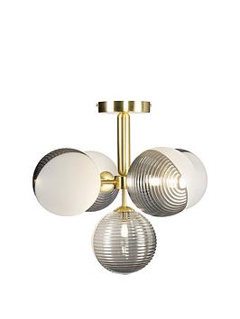 Product photograph of Bhs Emile 5 Light Pendant - Brass Smoke Opal from very.co.uk