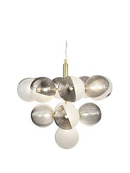 Product photograph of Bhs Emile 13 Light Pendant Brass Smoke Opal from very.co.uk