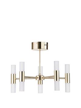 Product photograph of Bhs Lois Semi Flush Chandelier 10 Light - Brass from very.co.uk