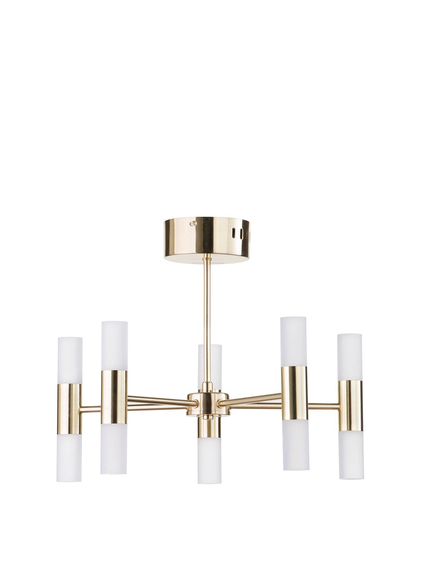 Image 1 of 4 of BHS Lois Semi Flush Chandelier 10 Light - Brass
