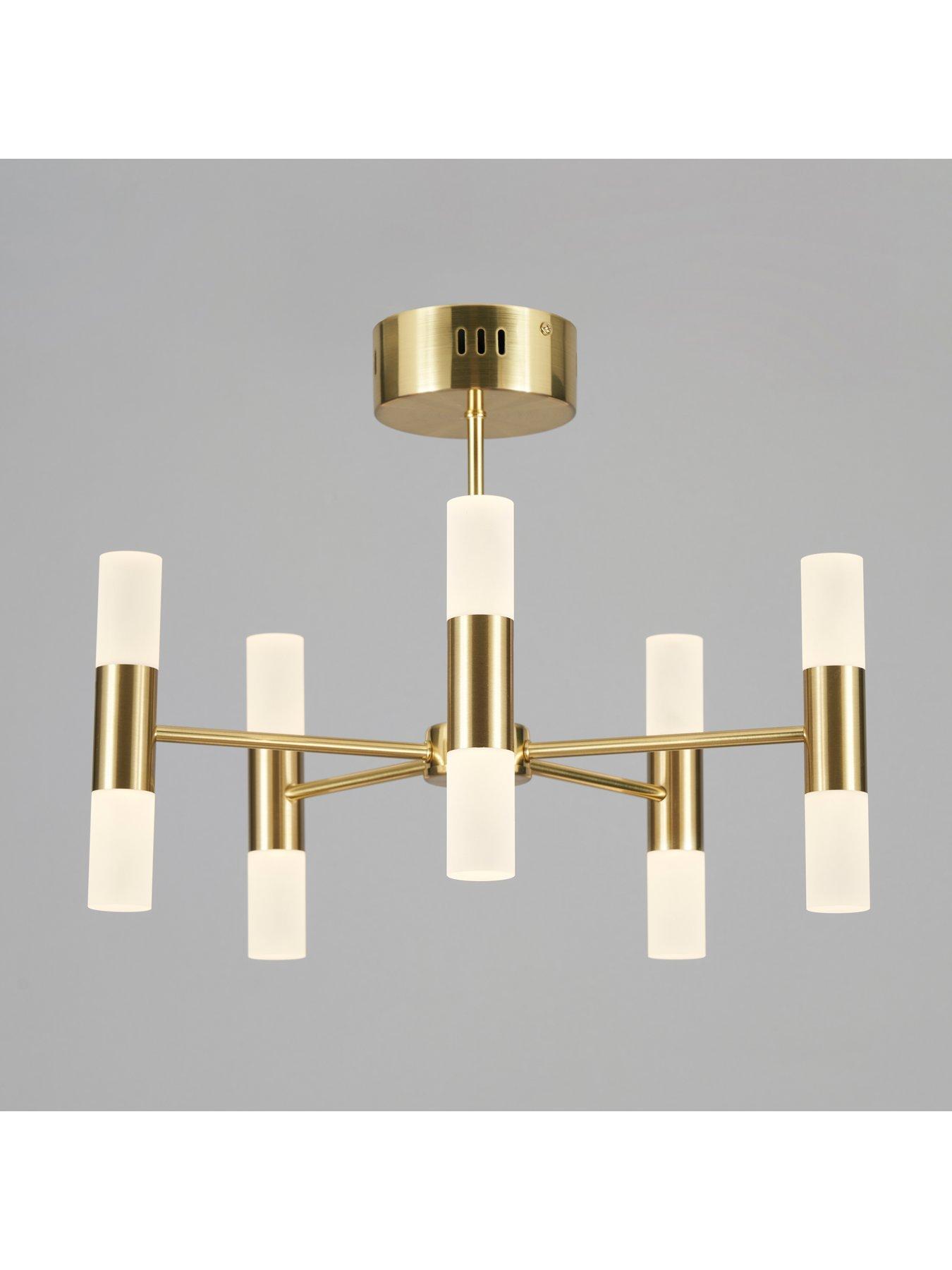 Image 2 of 4 of BHS Lois Semi Flush Chandelier 10 Light - Brass