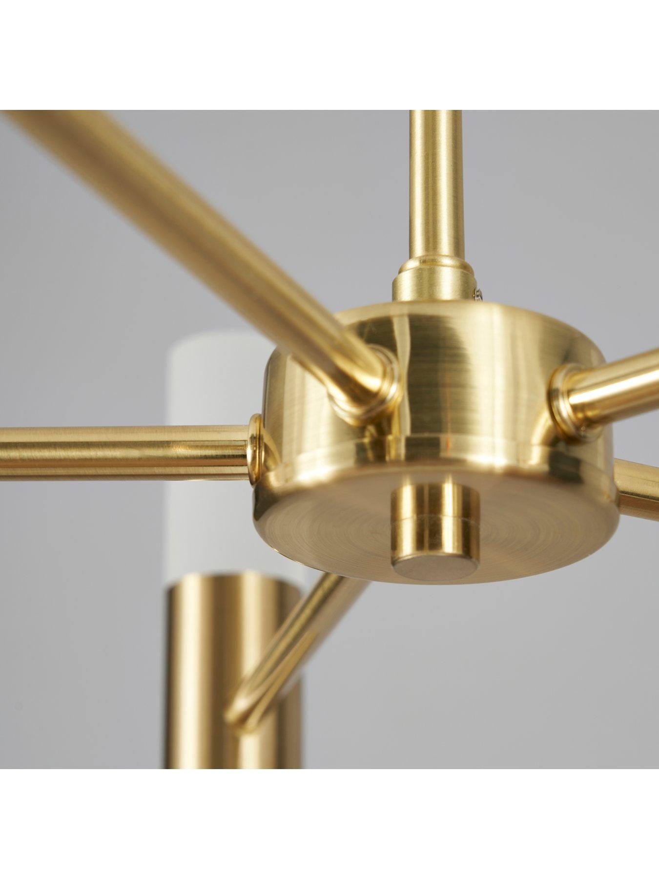Image 3 of 4 of BHS Lois Semi Flush Chandelier 10 Light - Brass