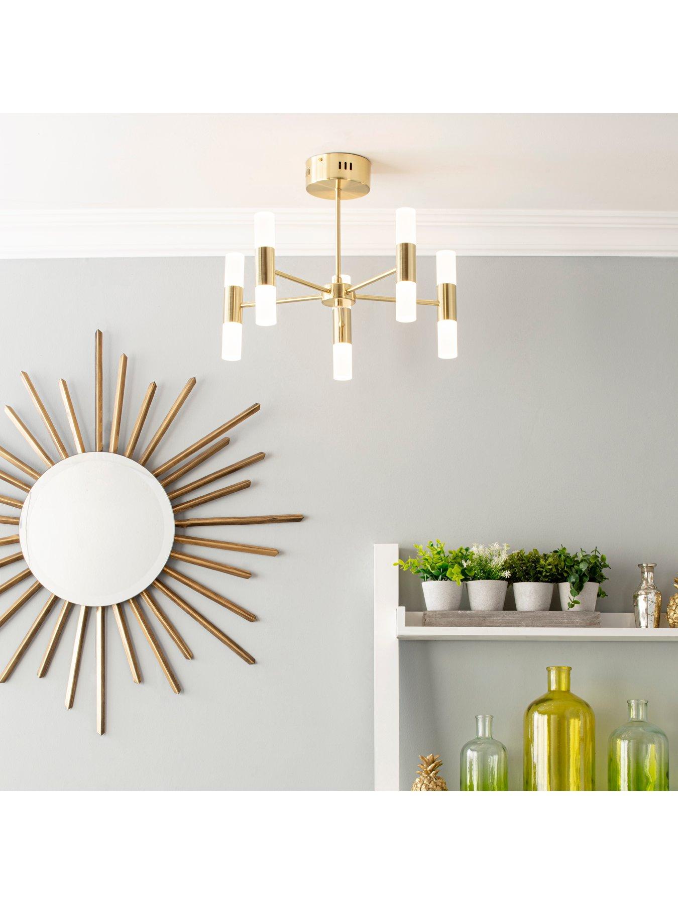Image 4 of 4 of BHS Lois Semi Flush Chandelier 10 Light - Brass