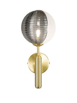 Product photograph of Bhs Emile 1 Light Wall Brass Smoke Opal from very.co.uk