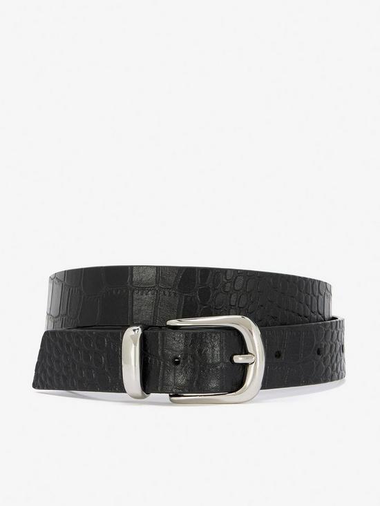 front image of mint-velvet-croc-leather-buckle-belt