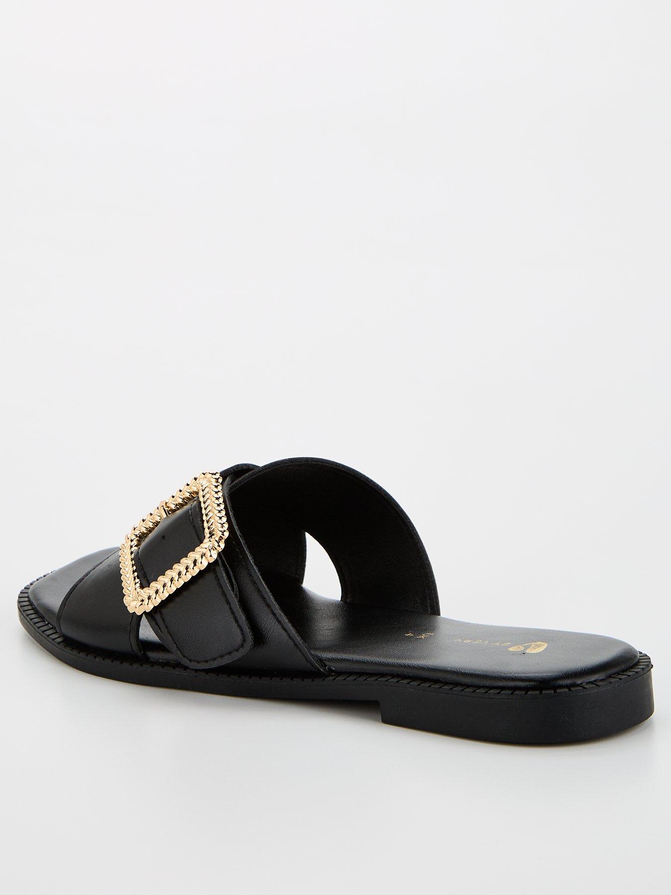 Image 3 of 6 of V by Very Wide Fit Cross Strap Flat Sandal - Black